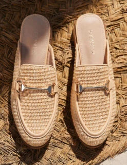 Raffia Bar Slip On Flat Mule Loafers -Cyberjammies Store raffia bar slip on flat mule loafers 9
