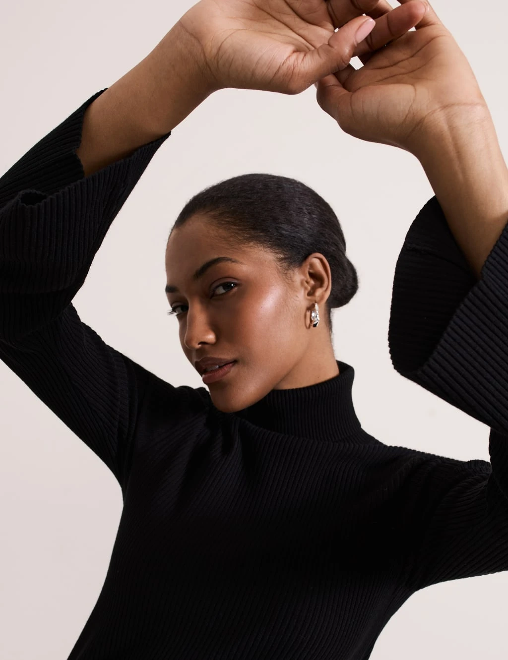 Ribbed Roll Neck Fluted Sleeve Jumper 11 Ribbed Roll Neck Fluted Sleeve Jumper - Image 11