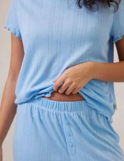 Ruffle Hem Pointelle Pyjama Set -Cyberjammies Store ruffle hem pyjama set