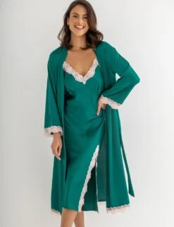 Pour Moi Satin & Lace Wide Sleeve Robe -Cyberjammies Store satin and lace wide sleeve robe 2