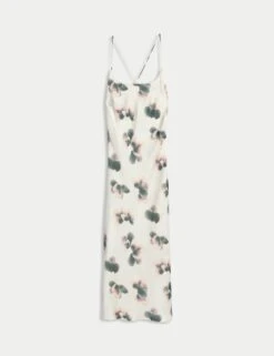 Satin Floral Long Chemise -Cyberjammies Store satin floral long chemise 6