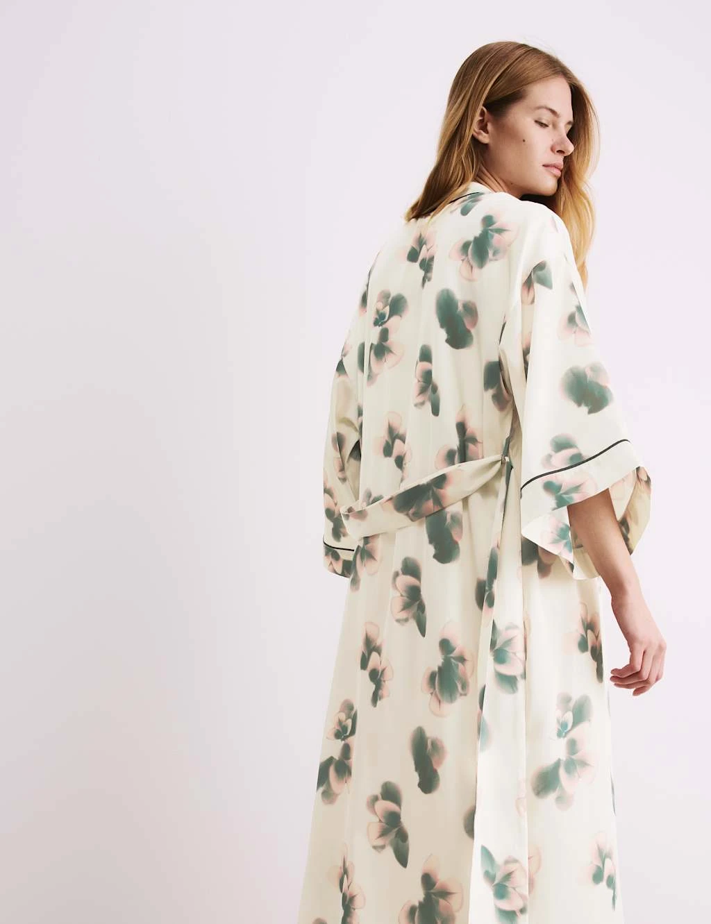 Satin Floral Wide Sleeve Wrap 11 Satin Floral Wide Sleeve Wrap - Image 11