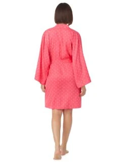 DKNY Satin Geometric Tie Short Kimono Robe -Cyberjammies Store satin geometric tie short kimono robe 7