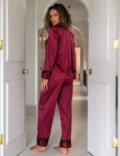 Pour Moi Satin Lace Pyjama Set -Cyberjammies Store satin lace pyjama set 19