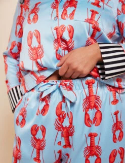 Satin Lobster Print Pyjama Set 31 Satin Lobster Print Pyjama Set -Cyberjammies Store satin lobster print pyjama set 11