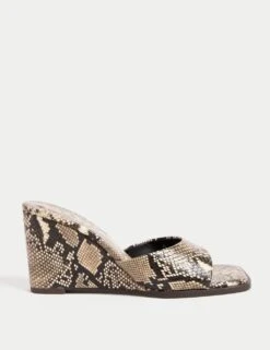 Snake Print Slip On Wedge Square Toe Mules -Cyberjammies Store snake print slip on wedge square toe mules 4