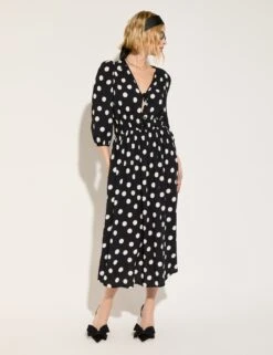 Spot Print V-Neck Midi Skater Dress -Cyberjammies Store spot print v neck midi skater dress 8