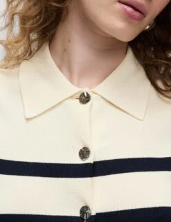 Striped Knitted Collared Button Front Cardigan -Cyberjammies Store striped knitted collared button front cardigan 7