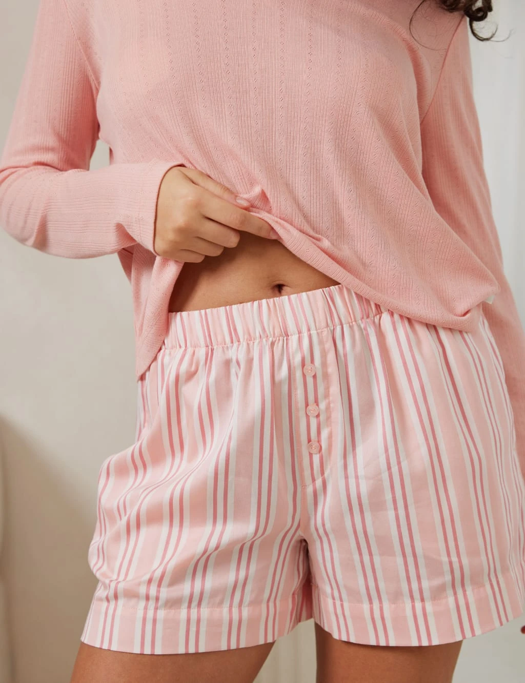 Striped V-Neck Boxer Shortie Set 6 Striped V-Neck Boxer Shortie Set - Image 6