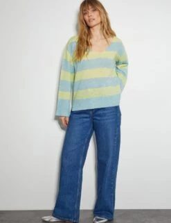 MONSOON Striped V-Neck Jumper With Wool -Cyberjammies Store striped v neck jumper with wool 4