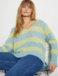 MONSOON Striped V-Neck Jumper With Wool -Cyberjammies Store striped v neck jumper with wool 6