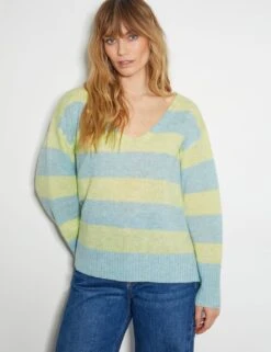 MONSOON Striped V-Neck Jumper With Wool -Cyberjammies Store striped v neck jumper with wool 7