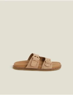 Accessorize Suede Buckle Studded Footbed Sliders -Cyberjammies Store suede buckle studded footbed sliders 3