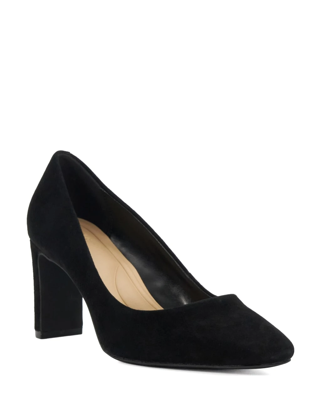 Dune London Suede Slip On Block Heel Court Shoes 6 Dune London Suede Slip On Block Heel Court Shoes - Image 6