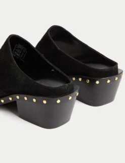 Suede Studded Block Heel Clogs -Cyberjammies Store suede studded block heel clogs 5