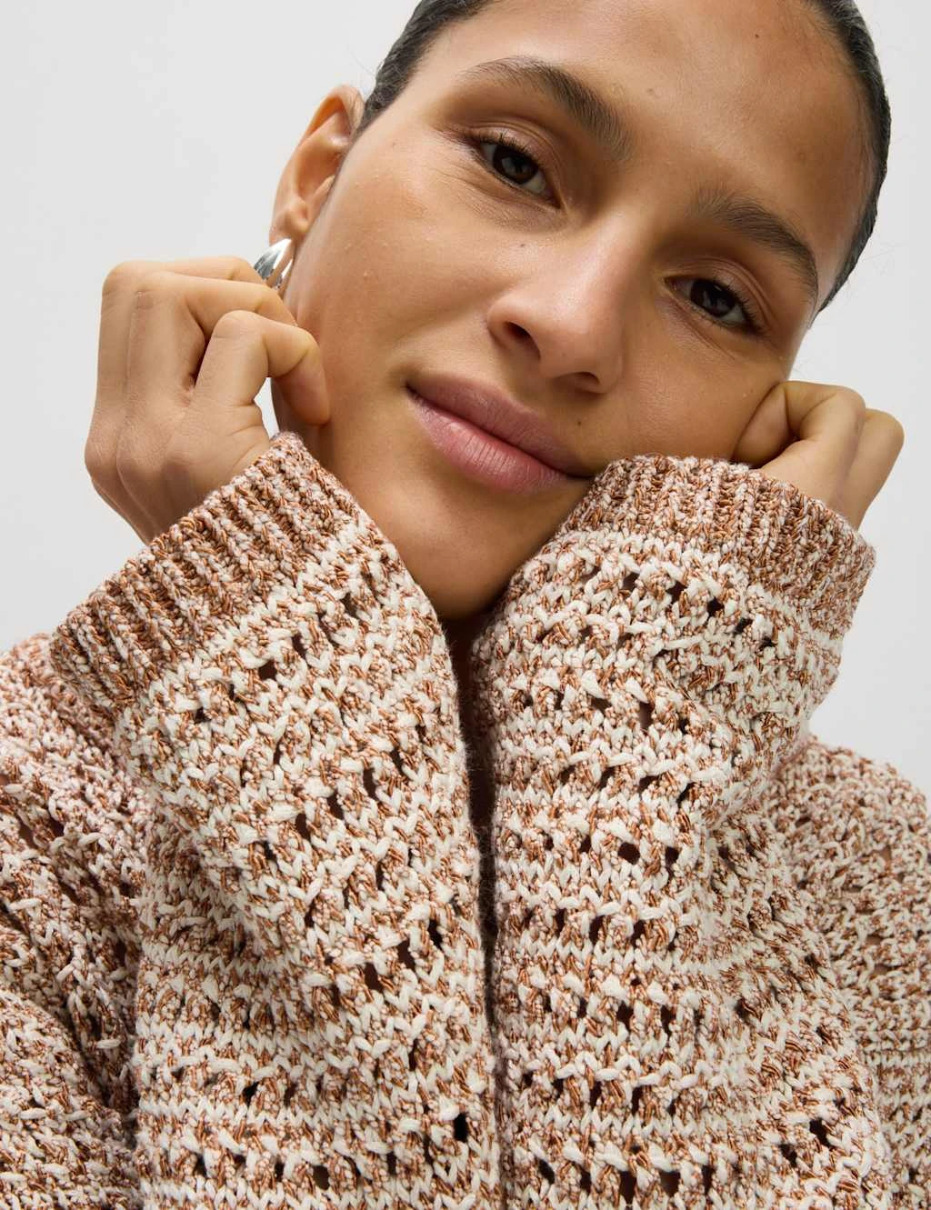 Textured Crew Neck Jumper With Cotton 15 Textured Crew Neck Jumper With Cotton - Image 15