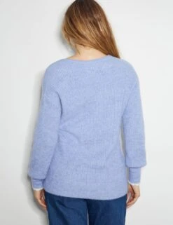 MONSOON Textured V-Neck Mock Wrap Jumper -Cyberjammies Store textured v neck mock wrap jumper 5