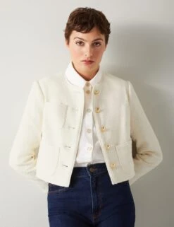 Tweed Collarless Cropped Jacket -Cyberjammies Store tweed collarless cropped jacket 6