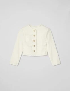 Tweed Collarless Cropped Jacket -Cyberjammies Store tweed collarless cropped jacket 7