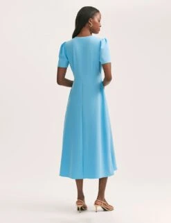 V-Neck Button Front Midi Tea Dress -Cyberjammies Store v neck button front midi tea dress 11