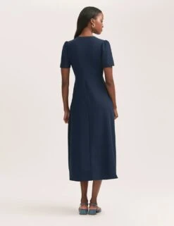 V-Neck Button Front Midi Tea Dress -Cyberjammies Store v neck button front midi tea dress 15