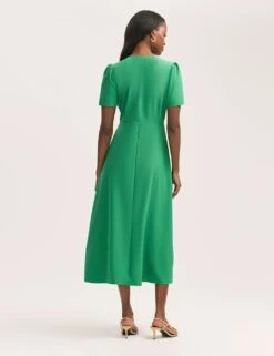 V-Neck Button Front Midi Tea Dress -Cyberjammies Store v neck button front midi tea dress 7