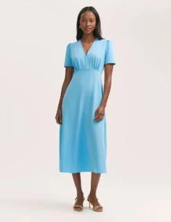 V-Neck Button Front Midi Tea Dress -Cyberjammies Store v neck button front midi tea dress 8