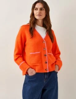 MONSOON V-Neck Contrast Trim Cardigan -Cyberjammies Store v neck contrast trim cardigan 7