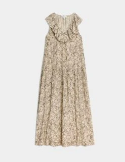 V-Neck Frill Detail Midaxi Relaxed Dress -Cyberjammies Store v neck frill detail midaxi relaxed dress 14