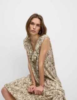 V-Neck Frill Detail Midaxi Relaxed Dress -Cyberjammies Store v neck frill detail midaxi relaxed dress 15