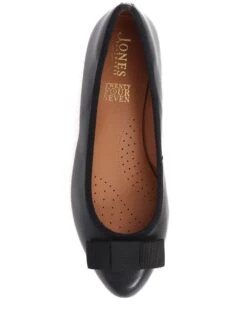 Jones Bootmaker Wide Fit Leather Bow Flat Pumps -Cyberjammies Store wide fit leather bow flat pumps 8